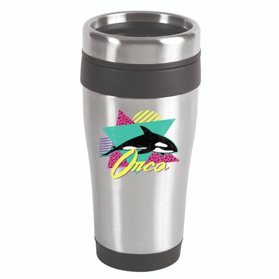 Vintage Retro 80s Or 90s Orca Killer Whale Gift 16oz Travel Tumbler