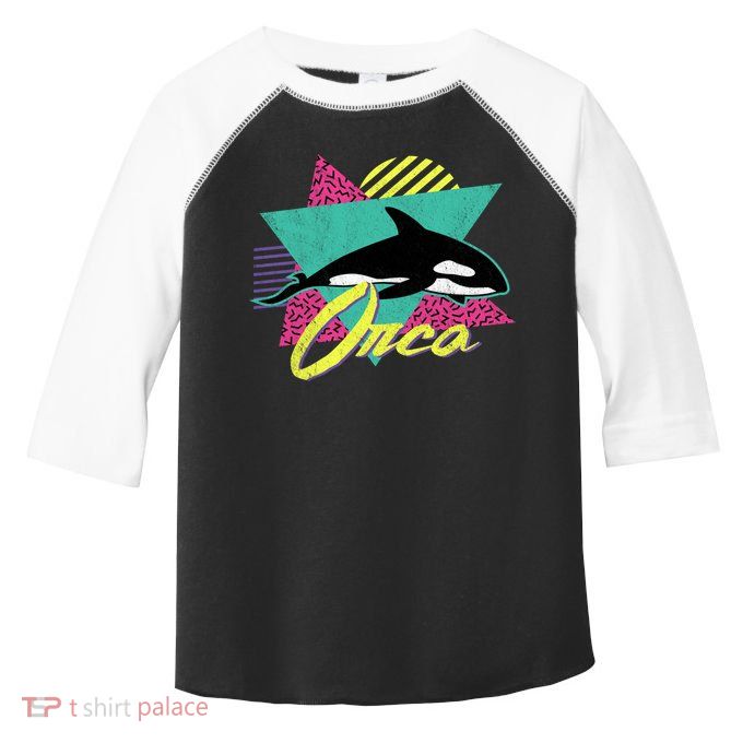 Vintage Retro 80s Or 90s Orca Killer Whale Gift Toddler Fine Jersey T-Shirt