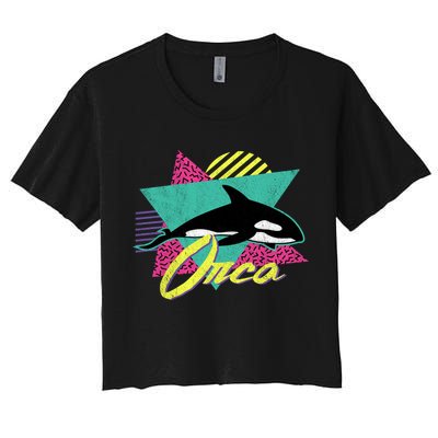 Vintage Retro 80s Or 90s Orca Killer Whale Gift Crop Top