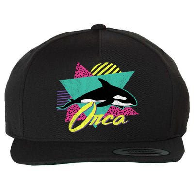 Vintage Retro 80s Or 90s Orca Killer Whale Gift Wool Snapback Cap