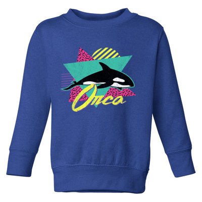 Vintage Retro 80s Or 90s Orca Killer Whale Gift Toddler Sweatshirt
