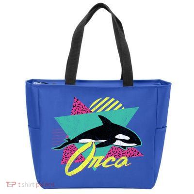 Vintage Retro 80s Or 90s Orca Killer Whale Gift Zip Tote Bag