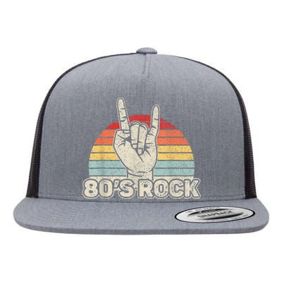 Vintage Retro 80S Rock Band 1980s Party Flat Bill Trucker Hat