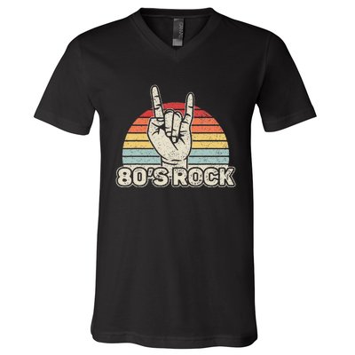 Vintage Retro 80s Rock Band V-Neck T-Shirt