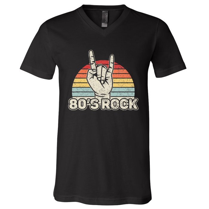 Vintage Retro 80s Rock Band V-Neck T-Shirt