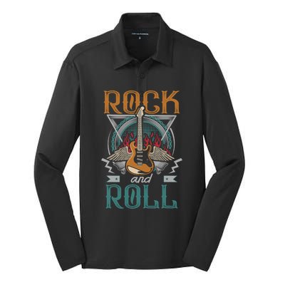 Vintage Retro 80s Rock & Roll Music Guitar Wings Silk Touch Performance Long Sleeve Polo