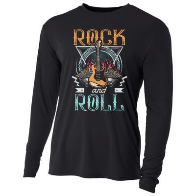 Vintage Retro 80s Rock & Roll Music Guitar Wings Cooling Performance Long Sleeve Crew