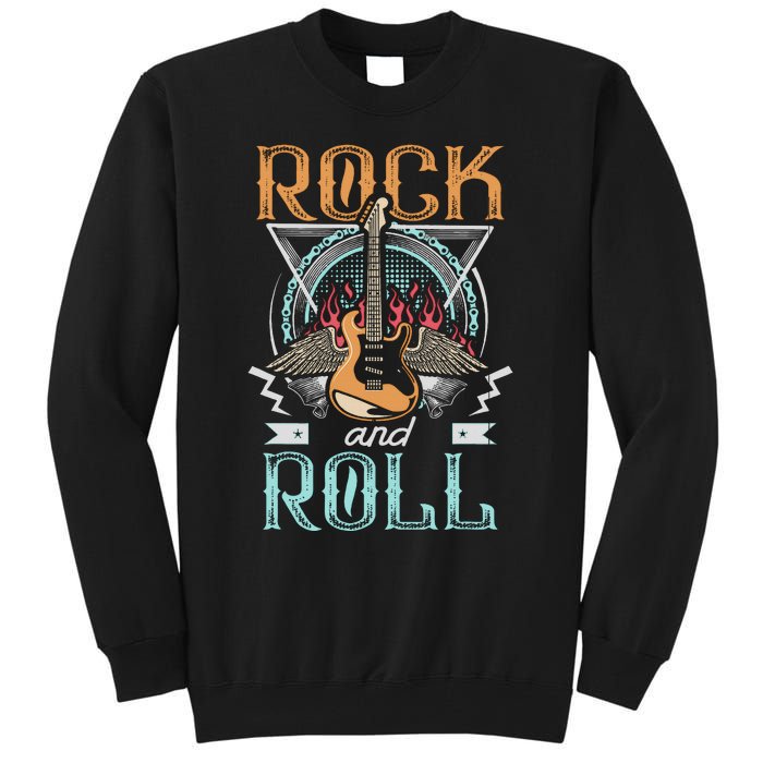 Vintage Retro 80s Rock & Roll Music Guitar Wings Tall Sweatshirt