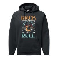 Vintage Retro 80s Rock & Roll Music Guitar Wings Performance Fleece Hoodie