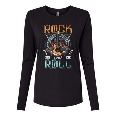 Vintage Retro 80s Rock & Roll Music Guitar Wings Womens Cotton Relaxed Long Sleeve T-Shirt