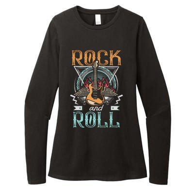 Vintage Retro 80s Rock & Roll Music Guitar Wings Womens CVC Long Sleeve Shirt