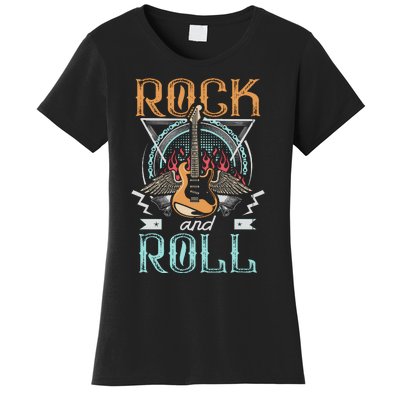 Vintage Retro 80s Rock & Roll Music Guitar Wings Women's T-Shirt