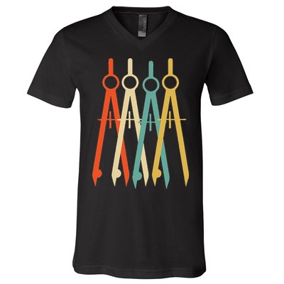 Vintage Retro Art Architect Architecture V-Neck T-Shirt