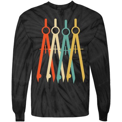 Vintage Retro Art Architect Architecture Tie-Dye Long Sleeve Shirt