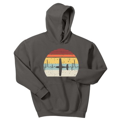 Vintage Retro Airplane Pilot Pilot Heartbeat Kids Hoodie