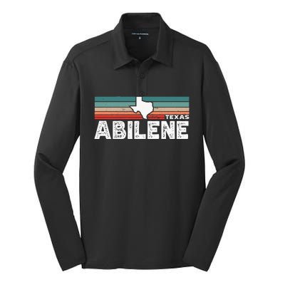 Vintage Retro Abilene Tx Tourist Native Texas State Silk Touch Performance Long Sleeve Polo