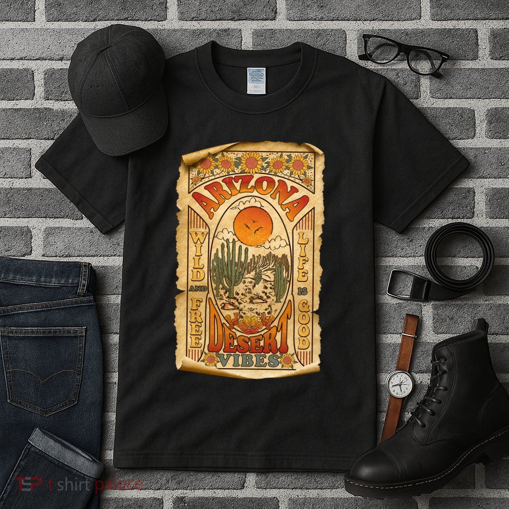Vintage Retro Arizona Desert Vibes Travel Poster Tall T-Shirt