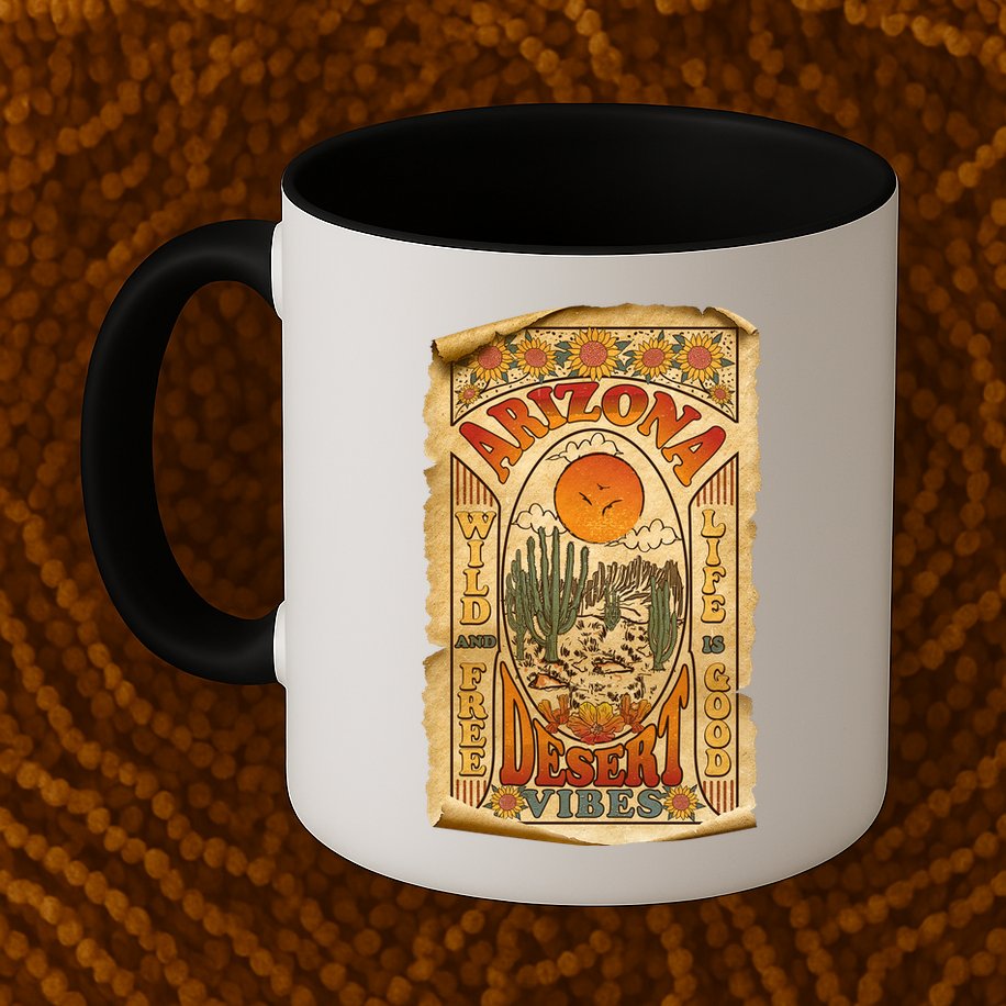 Vintage Retro Arizona Desert Vibes Travel Poster Mug