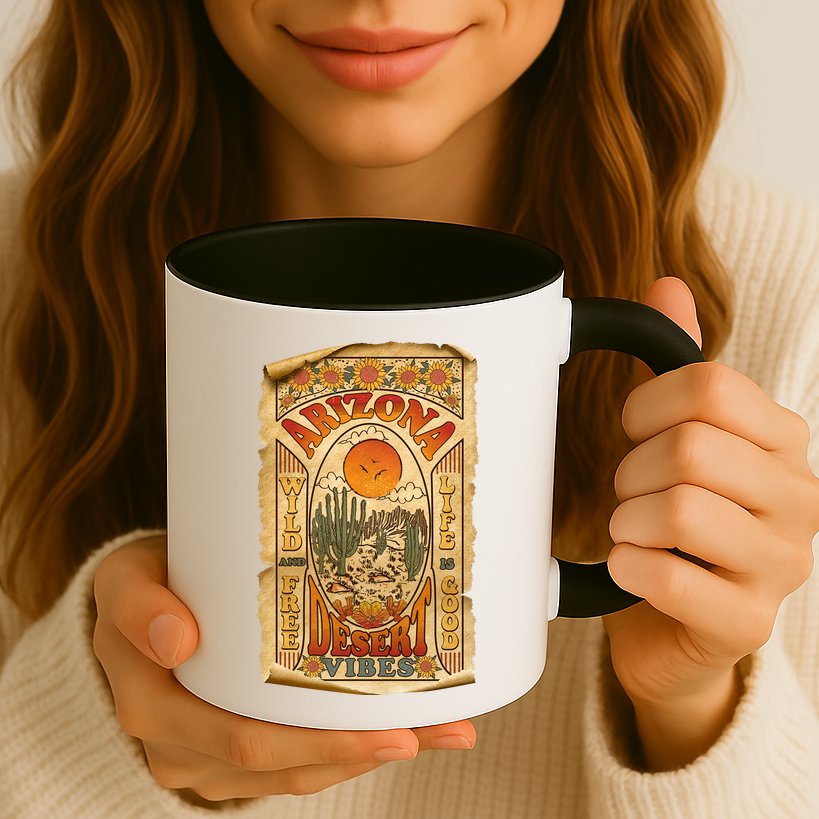 Vintage Retro Arizona Desert Vibes Travel Poster Mug