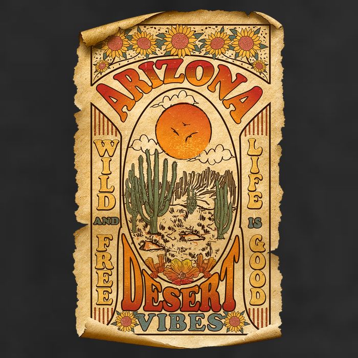 Vintage Retro Arizona Desert Vibes Travel Poster Beanie