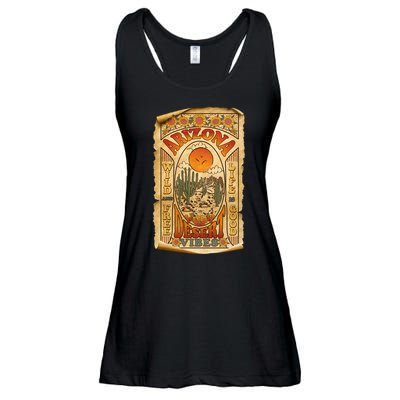 Vintage Retro Arizona Desert Vibes Travel Poster Ladies Essential Flowy Tank
