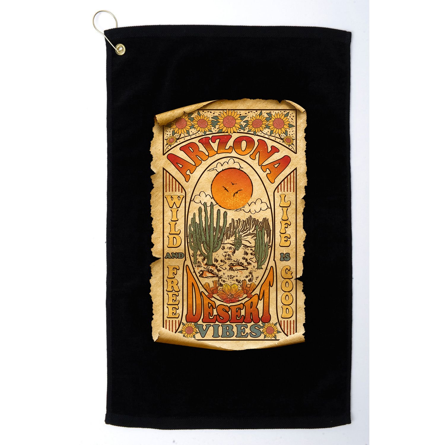 Vintage Retro Arizona Desert Vibes Travel Poster Golf Towel