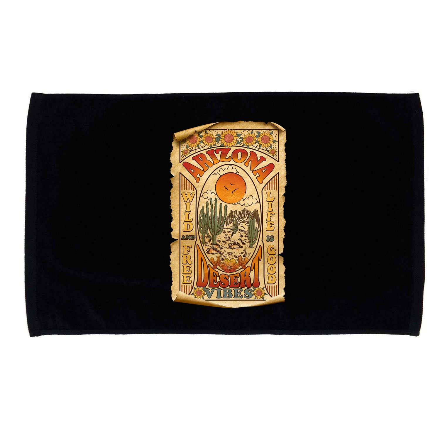 Vintage Retro Arizona Desert Vibes Travel Poster Microfiber Hand Towel
