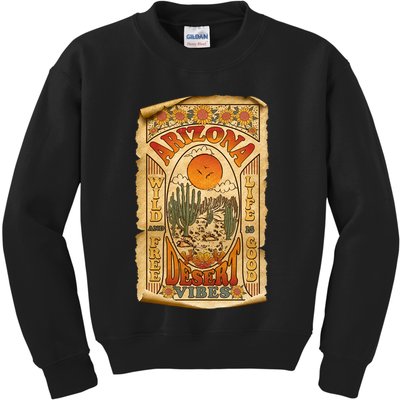 Vintage Retro Arizona Desert Vibes Travel Poster Kids Sweatshirt