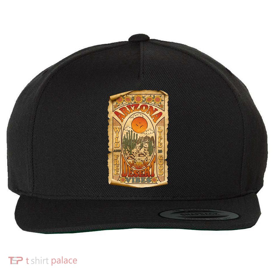 Vintage Retro Arizona Desert Vibes Travel Poster Wool Snapback Cap