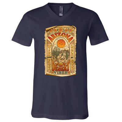 Vintage Retro Arizona Desert Vibes Travel Poster V-Neck T-Shirt