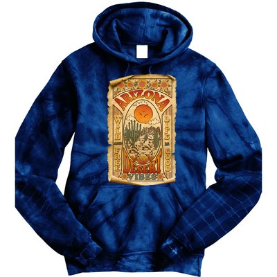 Vintage Retro Arizona Desert Vibes Travel Poster Tie Dye Hoodie