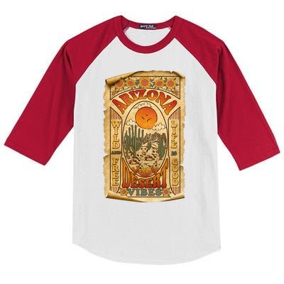 Vintage Retro Arizona Desert Vibes Travel Poster Kids Colorblock Raglan Jersey