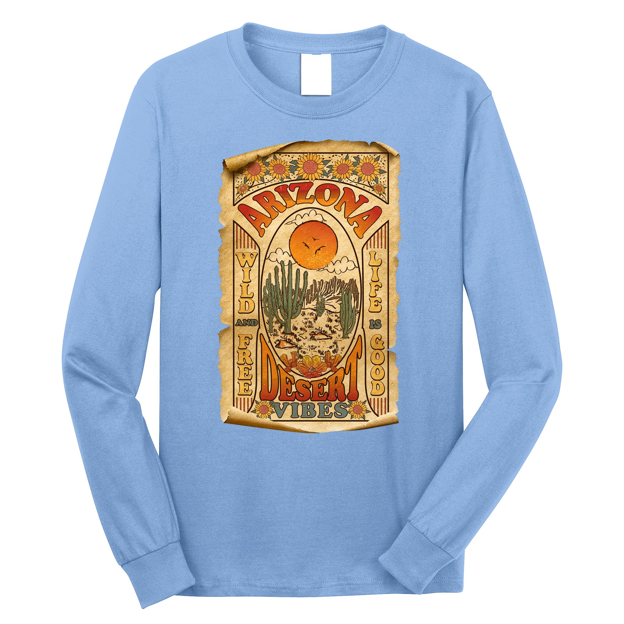 Vintage Retro Arizona Desert Vibes Travel Poster Long Sleeve Shirt