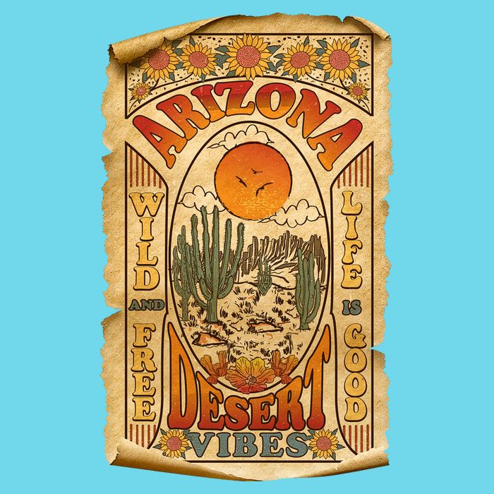 Vintage Retro Arizona Desert Vibes Travel Poster Long Sleeve Shirt