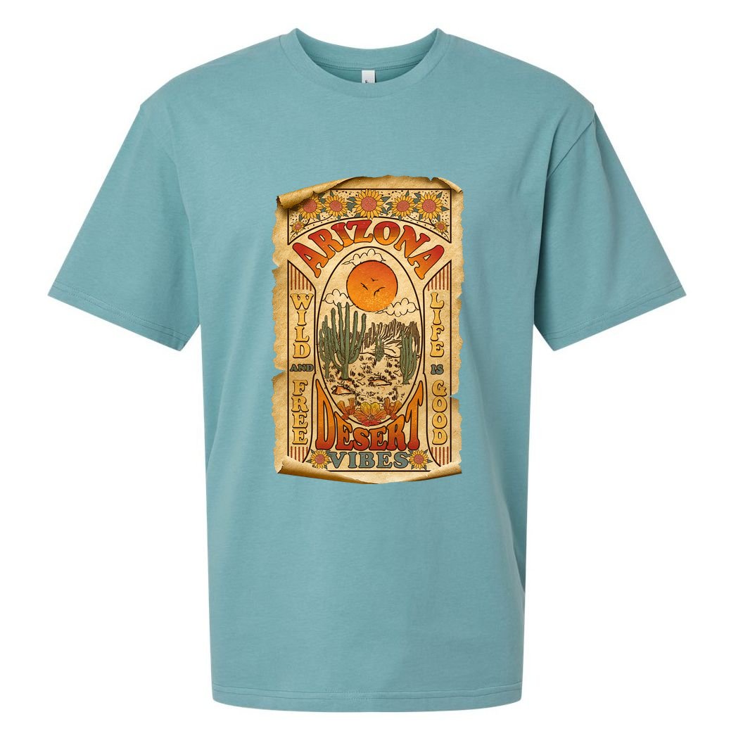 Vintage Retro Arizona Desert Vibes Travel Poster Sueded Cloud Jersey T-Shirt