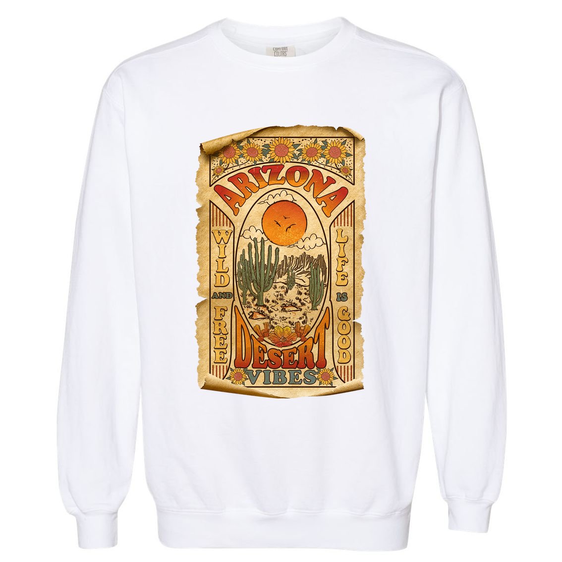 Vintage Retro Arizona Desert Vibes Travel Poster Garment-Dyed Sweatshirt