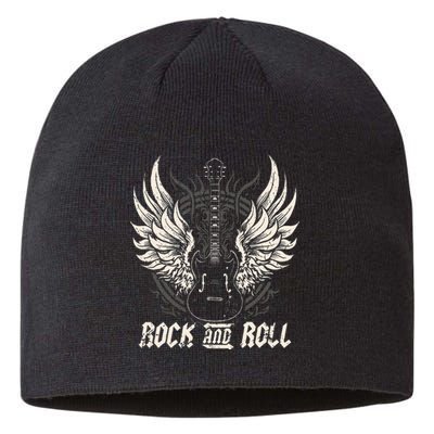 Vintage Rock and Roll Guitar Music Sustainable Beanie