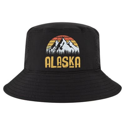Vintage Retro Alaska U.S. Mountains Glacier Cool Comfort Performance Bucket Hat