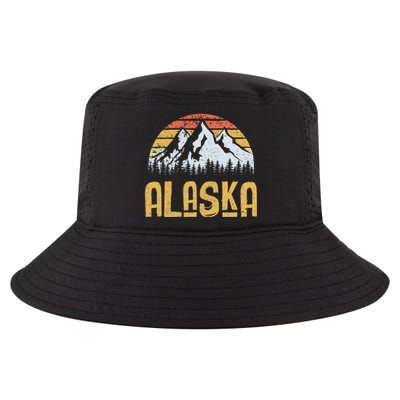 Vintage Retro Alaska U.S. Mountains Glacier Cool Comfort Performance Bucket Hat