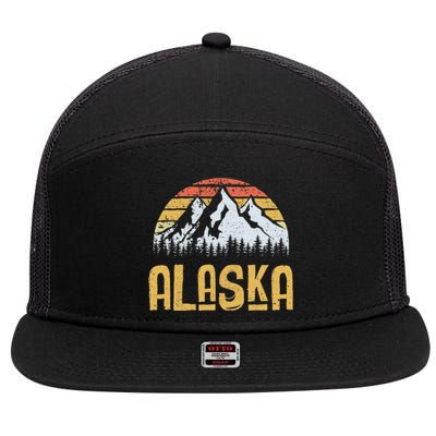 Vintage Retro Alaska U.S. Mountains Glacier 7 Panel Mesh Trucker Snapback Hat