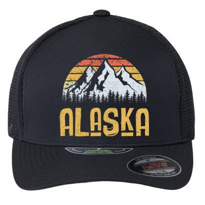 Vintage Retro Alaska U.S. Mountains Glacier Flexfit Unipanel Trucker Cap