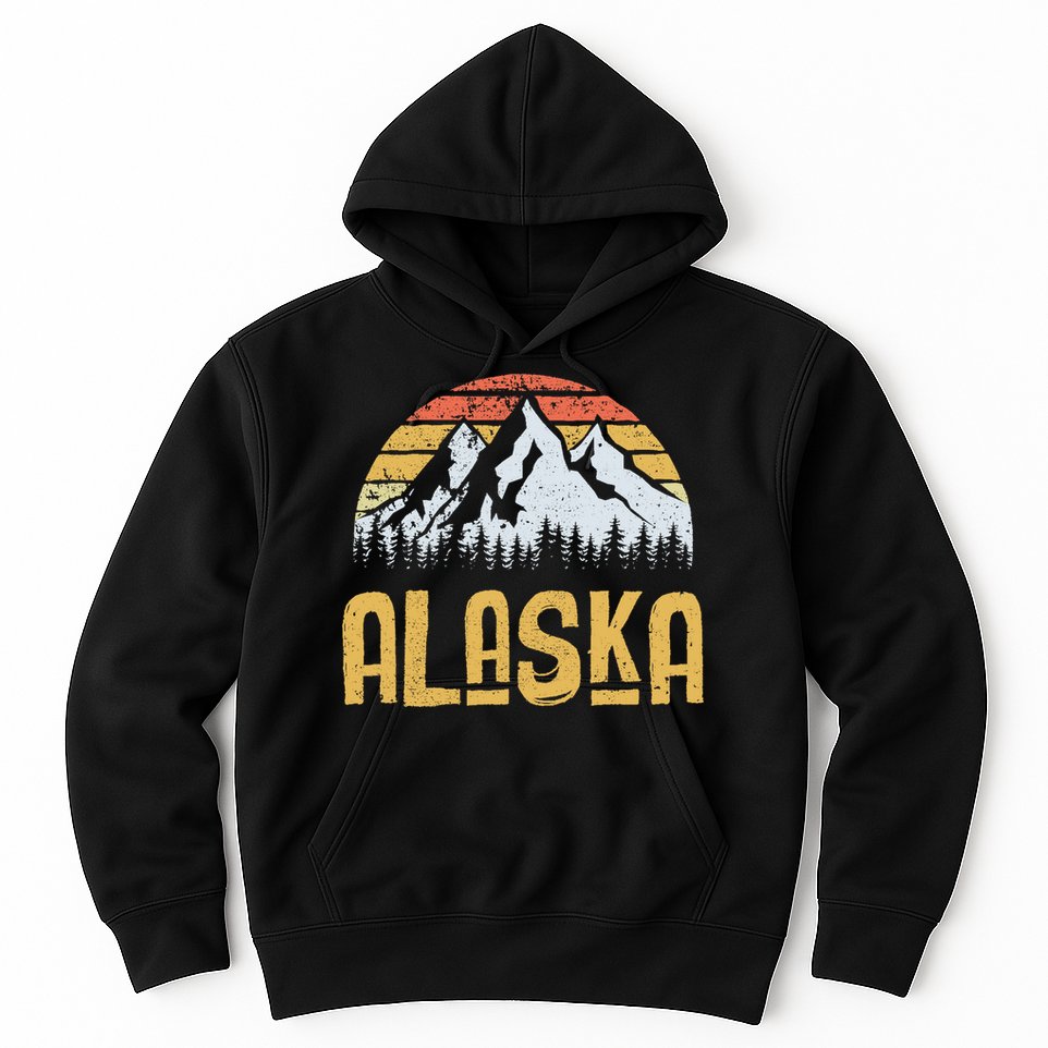 Vintage Retro Alaska U.S. Mountains Glacier Hoodie