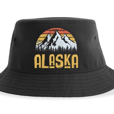 Vintage Retro Alaska U.S. Mountains Glacier Sustainable Bucket Hat