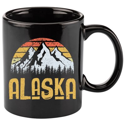 Vintage Retro Alaska U.S. Mountains Glacier 11oz C Handle Ceramic Mug