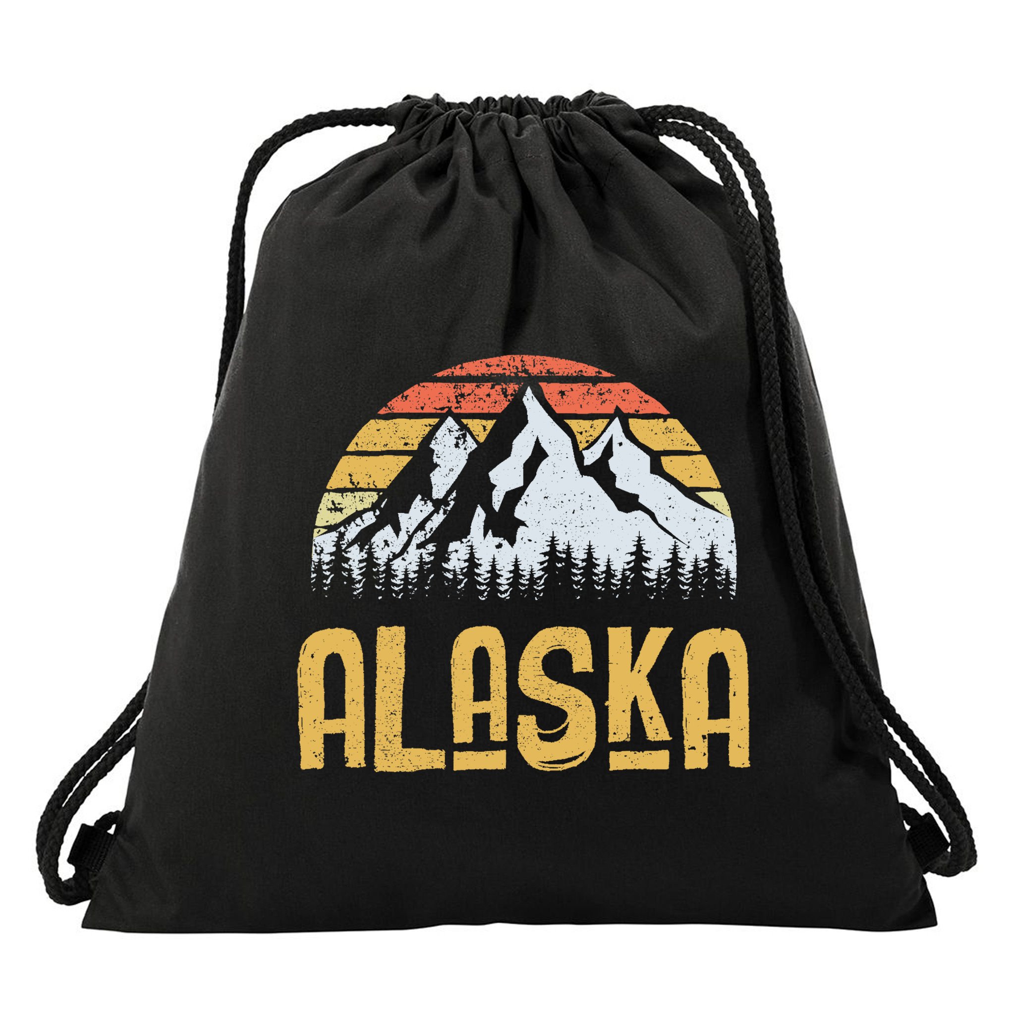 Vintage Retro Alaska U.S. Mountains Glacier Drawstring Bag