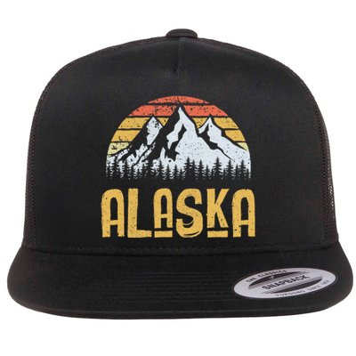 Vintage Retro Alaska U.S. Mountains Glacier Flat Bill Trucker Hat