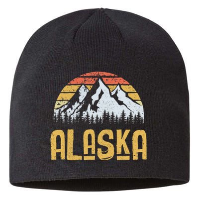 Vintage Retro Alaska U.S. Mountains Glacier Sustainable Beanie