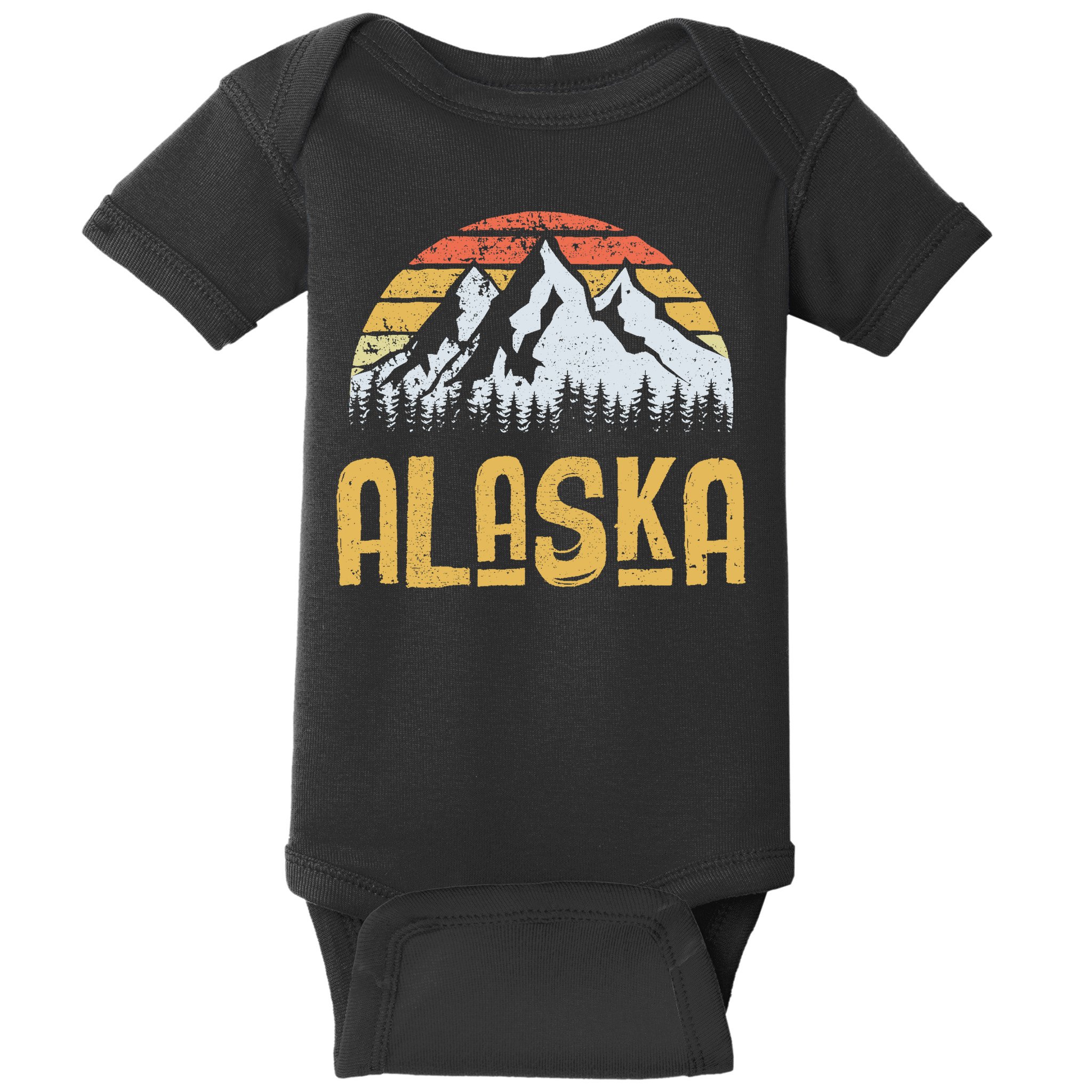Vintage Retro Alaska U.S. Mountains Glacier Baby Bodysuit