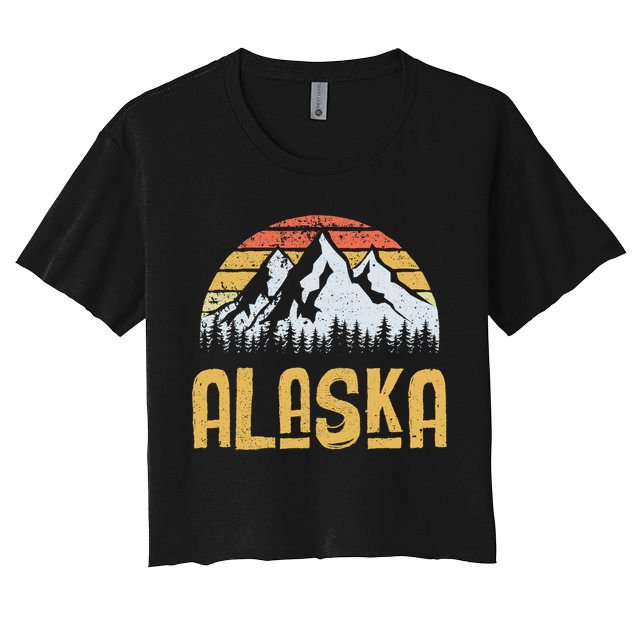 Vintage Retro Alaska U.S. Mountains Glacier Crop Top