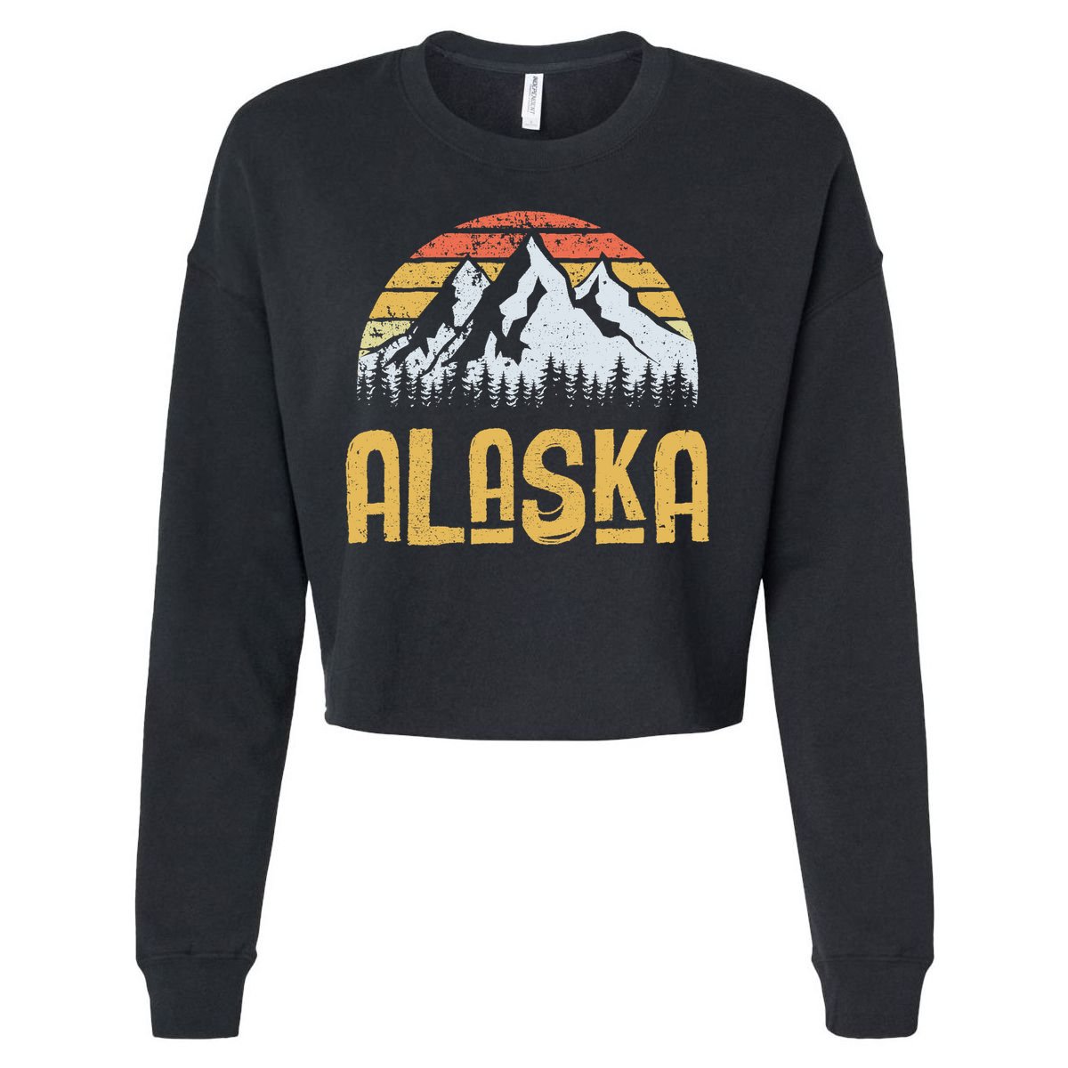 Vintage Retro Alaska U.S. Mountains Glacier Cropped Pullover Crew